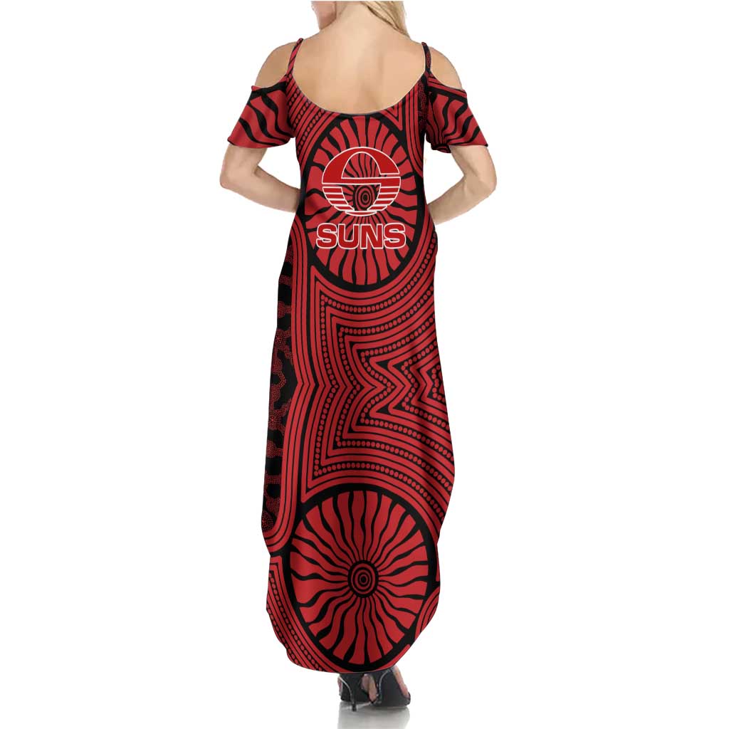 Gold Coast Suns Summer Maxi Dress Indigenous Monochrome Dot Art Mascot Style