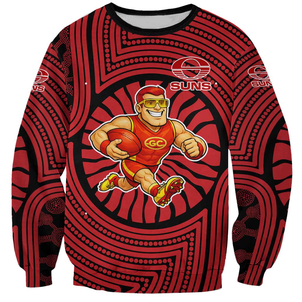 Gold Coast Suns Sweatshirt Indigenous Monochrome Dot Art Mascot Style