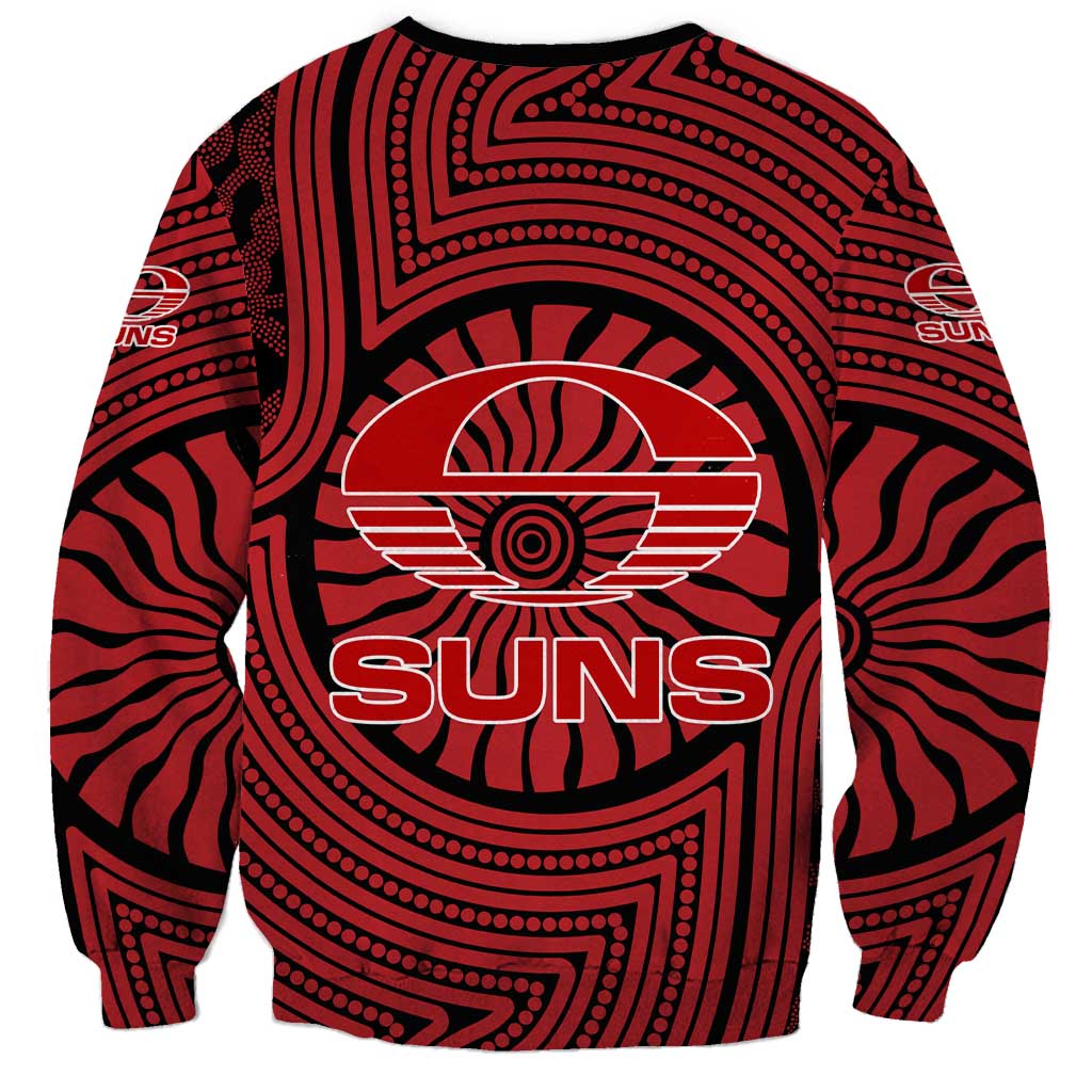 Gold Coast Suns Sweatshirt Indigenous Monochrome Dot Art Mascot Style