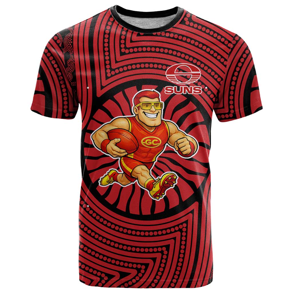 Gold Coast Suns T Shirt Indigenous Monochrome Dot Art Mascot Style