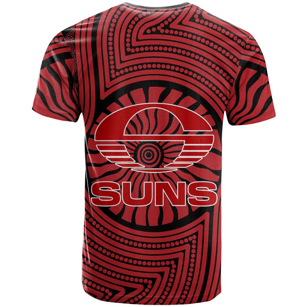 Gold Coast Suns T Shirt Indigenous Monochrome Dot Art Mascot Style