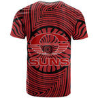 Gold Coast Suns T Shirt Indigenous Monochrome Dot Art Mascot Style