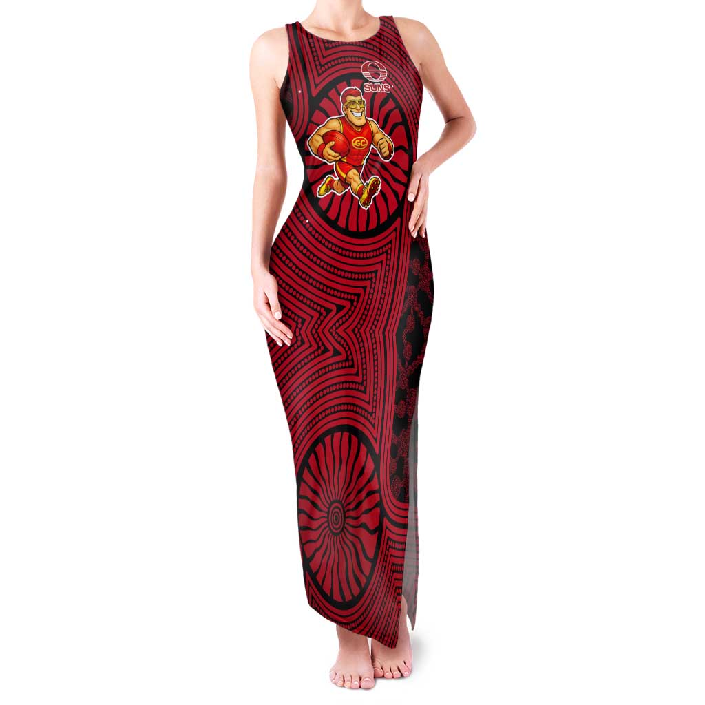 Gold Coast Suns Tank Maxi Dress Indigenous Monochrome Dot Art Mascot Style