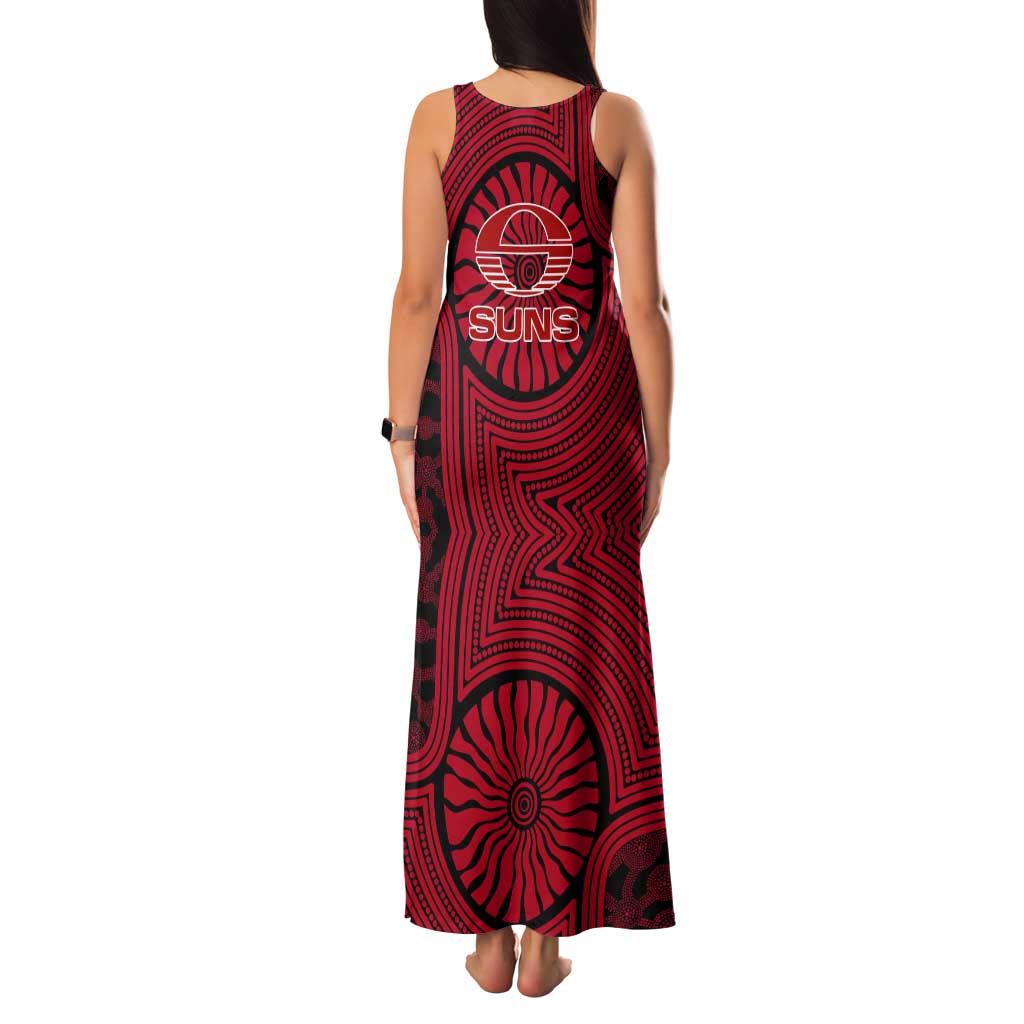 Gold Coast Suns Tank Maxi Dress Indigenous Monochrome Dot Art Mascot Style