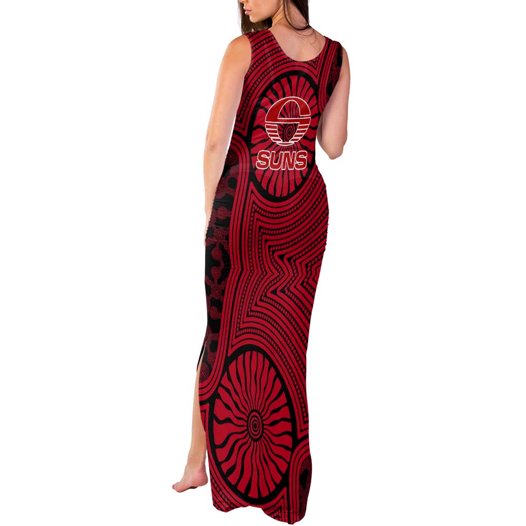 Gold Coast Suns Tank Maxi Dress Indigenous Monochrome Dot Art Mascot Style