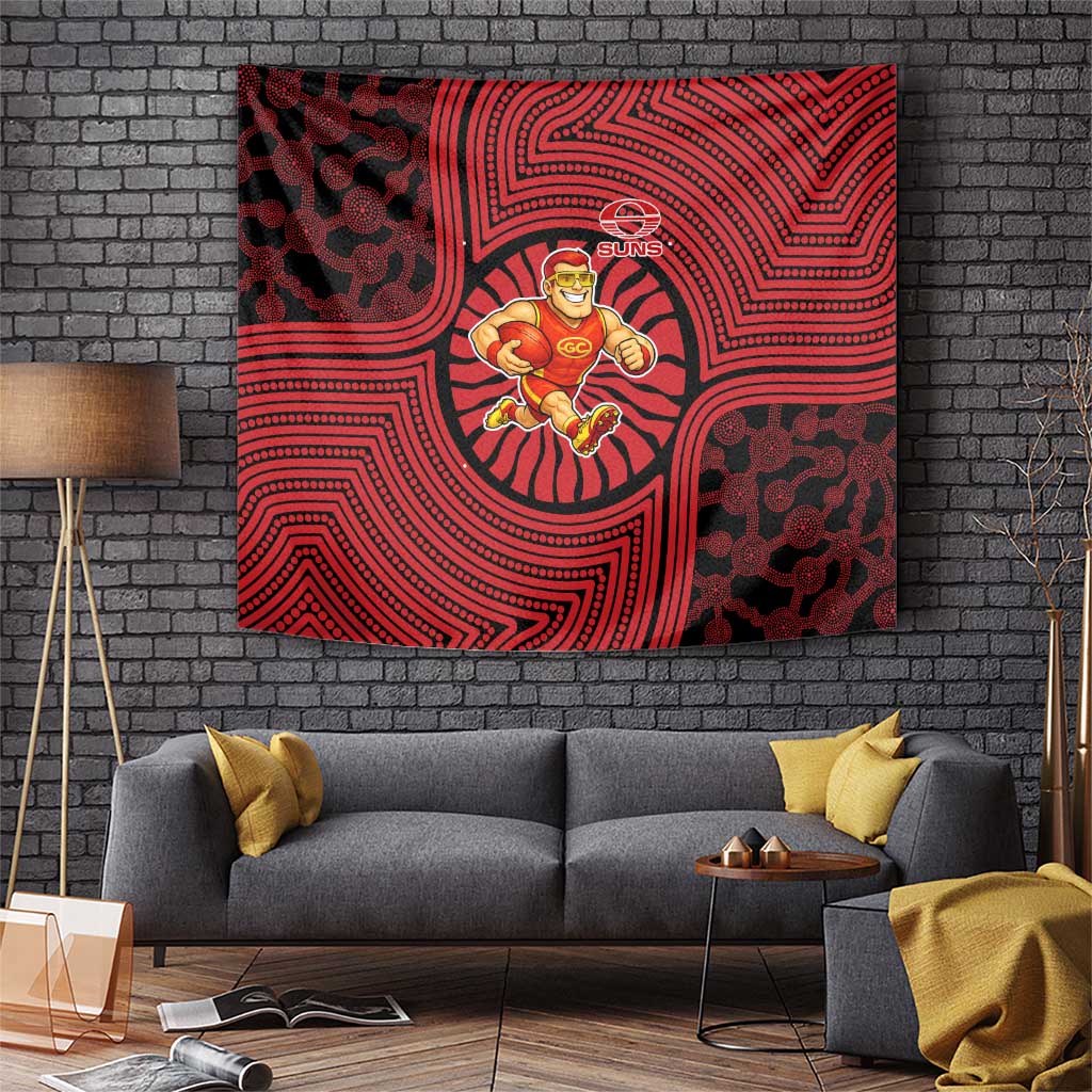 Gold Coast Suns Tapestry Indigenous Monochrome Dot Art Mascot Style