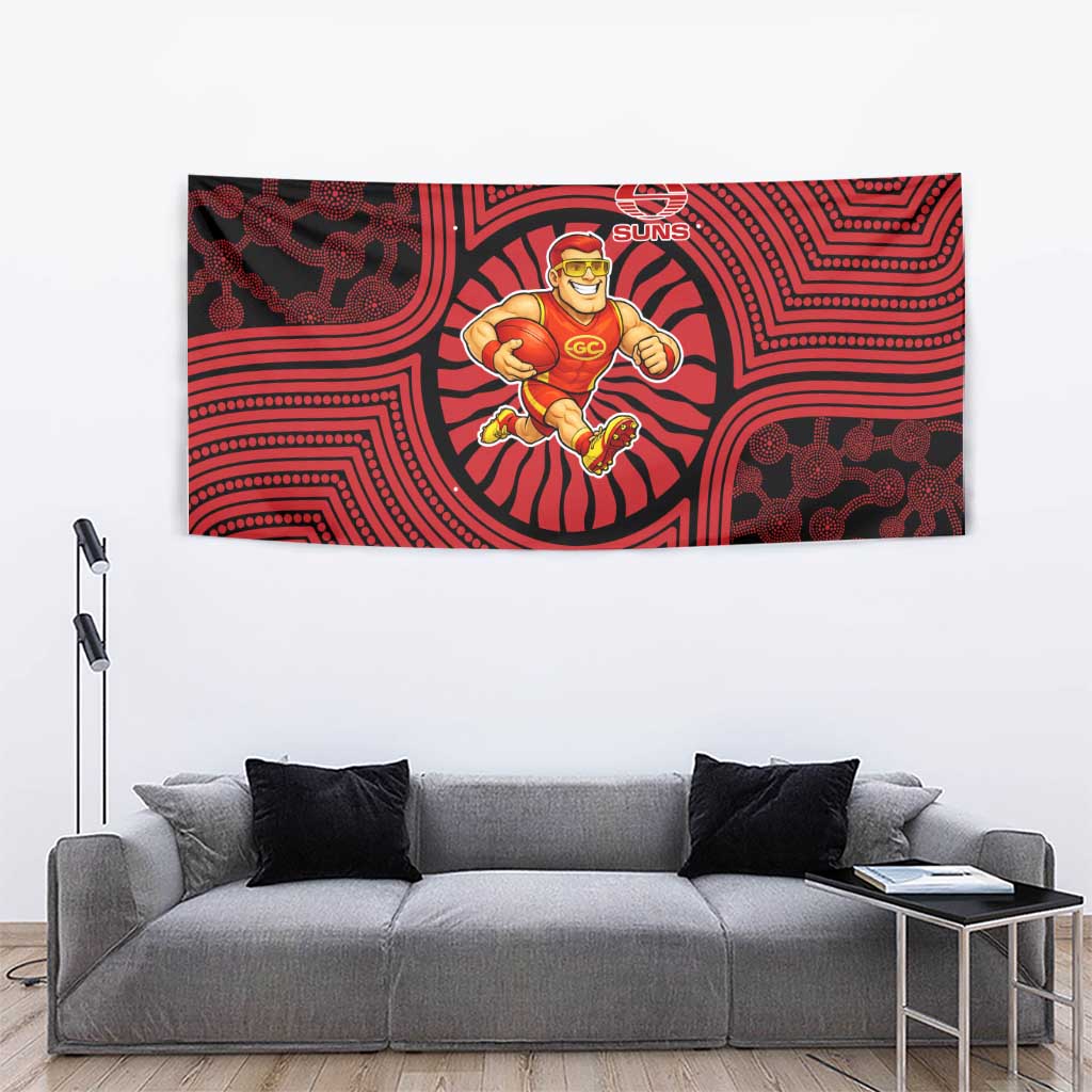 Gold Coast Suns Tapestry Indigenous Monochrome Dot Art Mascot Style