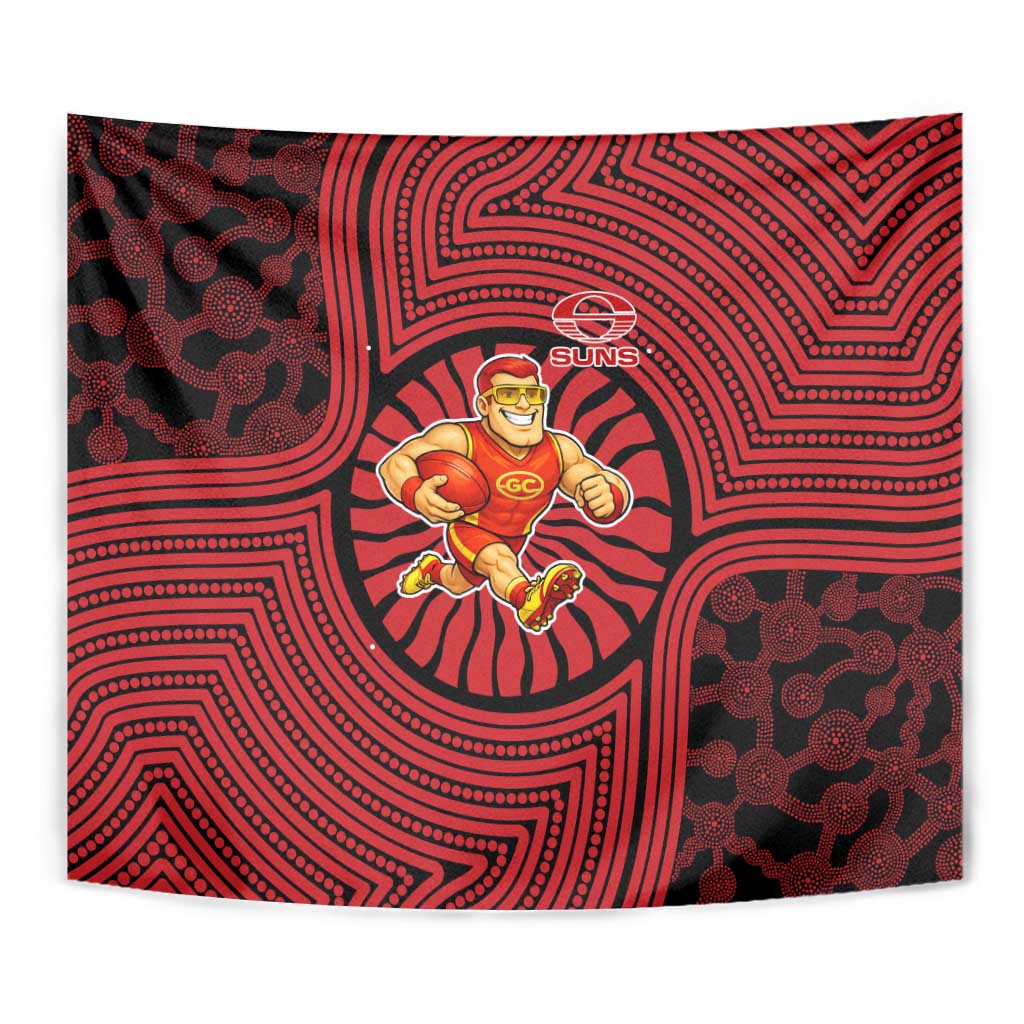 Gold Coast Suns Tapestry Indigenous Monochrome Dot Art Mascot Style