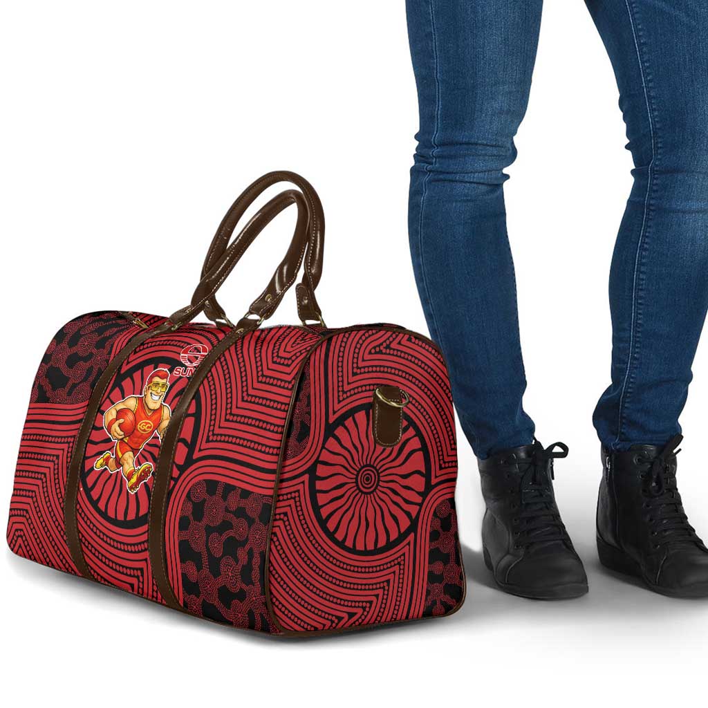 Gold Coast Suns Travel Bag Indigenous Monochrome Dot Art Mascot Style
