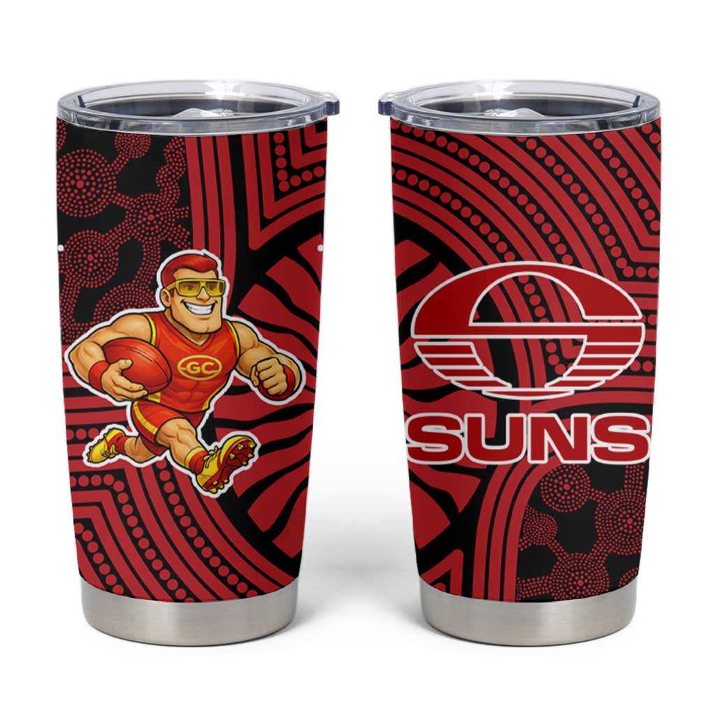Gold Coast Suns Tumbler Cup Indigenous Monochrome Dot Art Mascot Style