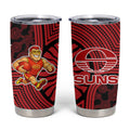 Gold Coast Suns Tumbler Cup Indigenous Monochrome Dot Art Mascot Style