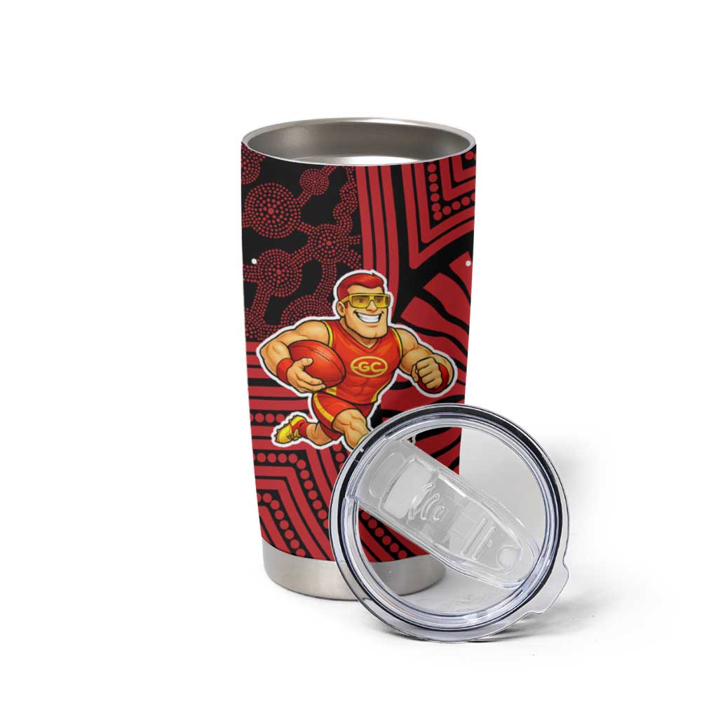 Gold Coast Suns Tumbler Cup Indigenous Monochrome Dot Art Mascot Style