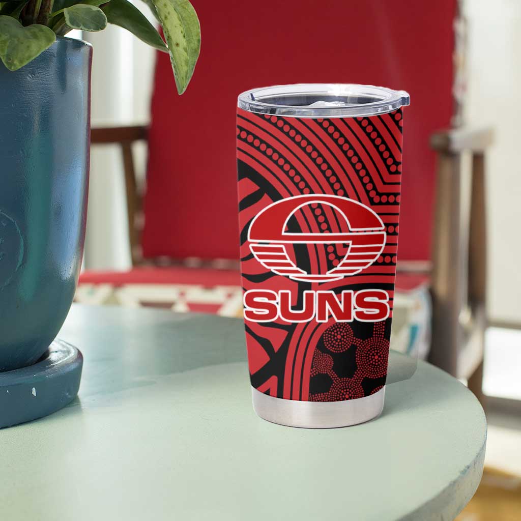 Gold Coast Suns Tumbler Cup Indigenous Monochrome Dot Art Mascot Style