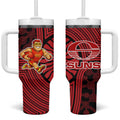 Gold Coast Suns Tumbler With Handle Indigenous Monochrome Dot Art Mascot Style