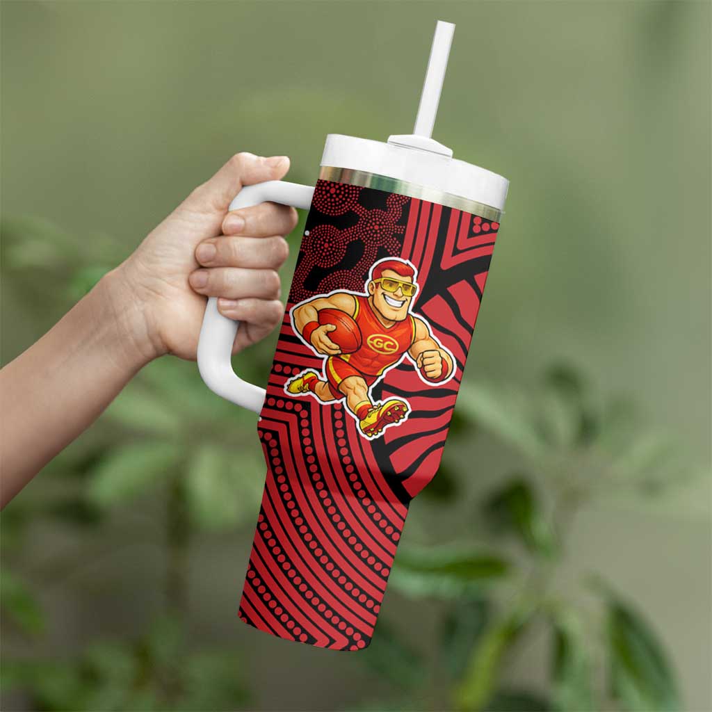 Gold Coast Suns Tumbler With Handle Indigenous Monochrome Dot Art Mascot Style