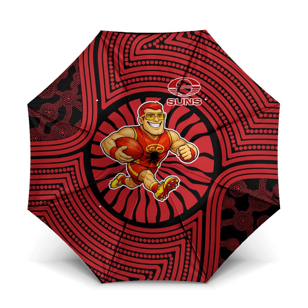 Gold Coast Suns Umbrella Indigenous Monochrome Dot Art Mascot Style