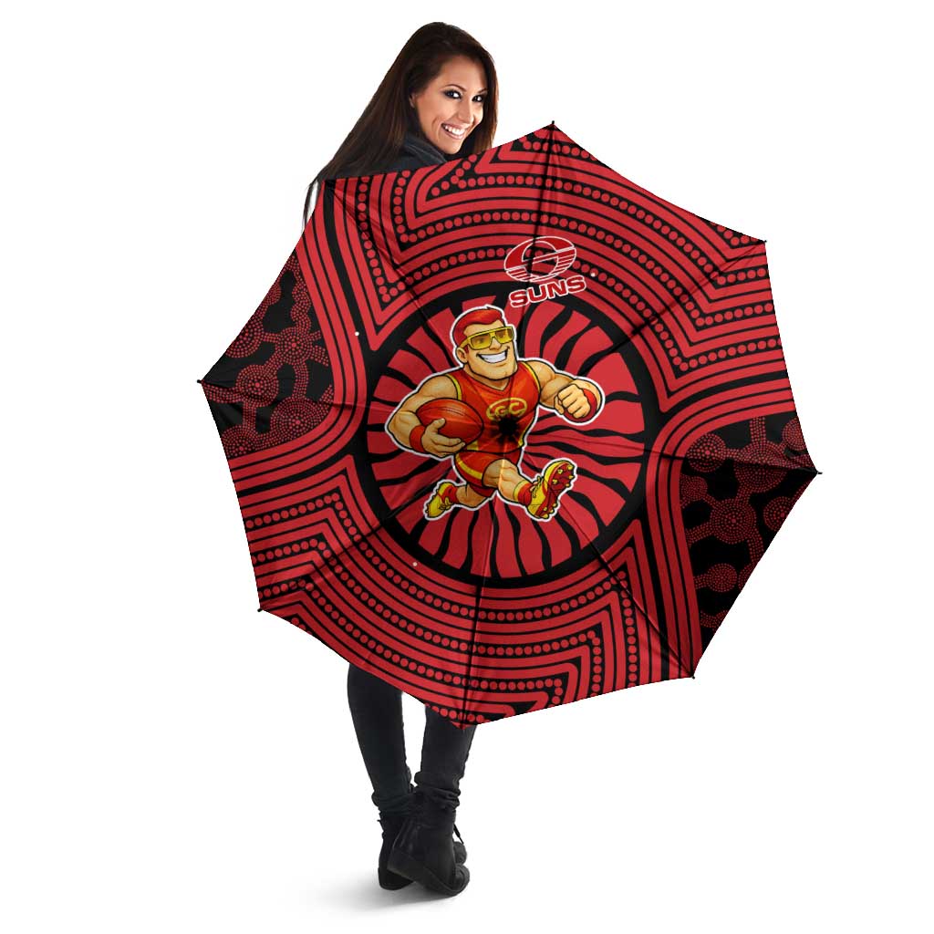 Gold Coast Suns Umbrella Indigenous Monochrome Dot Art Mascot Style