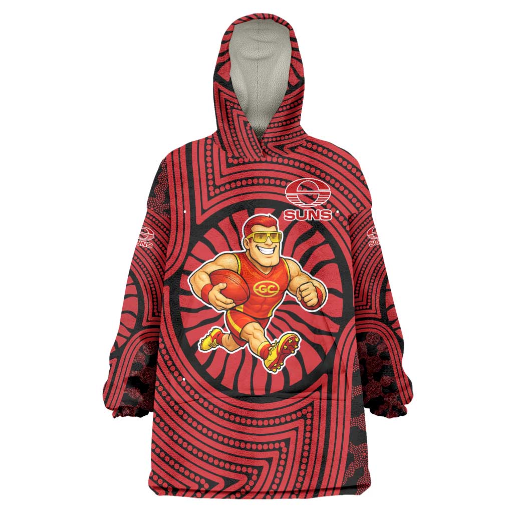 Gold Coast Suns Wearable Blanket Hoodie Indigenous Monochrome Dot Art Mascot Style