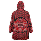 Gold Coast Suns Wearable Blanket Hoodie Indigenous Monochrome Dot Art Mascot Style