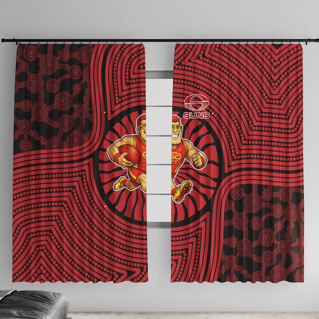 Gold Coast Suns Window Curtain Indigenous Monochrome Dot Art Mascot Style