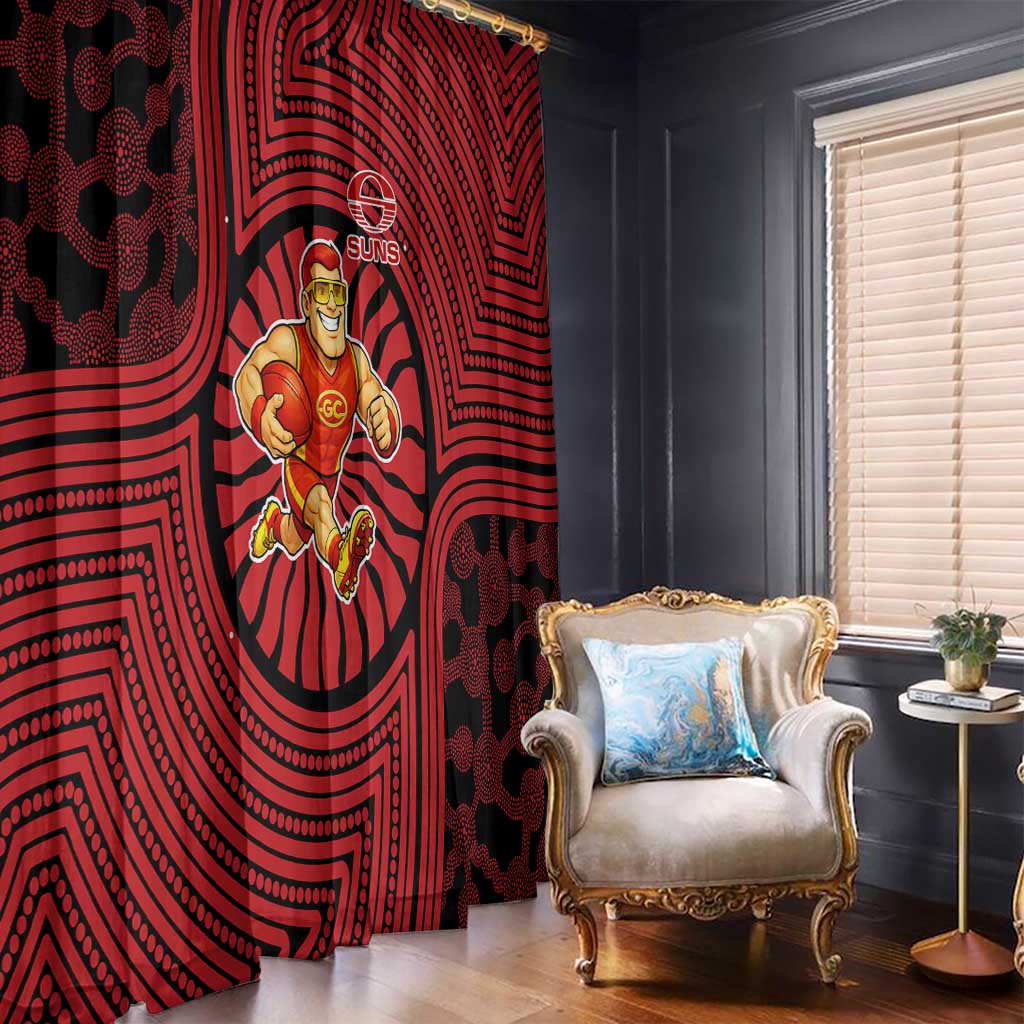Gold Coast Suns Window Curtain Indigenous Monochrome Dot Art Mascot Style