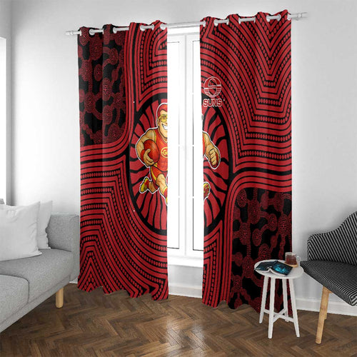 Gold Coast Suns Window Curtain Indigenous Monochrome Dot Art Mascot Style