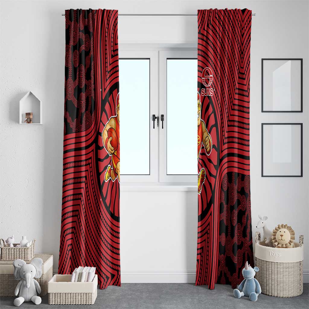 Gold Coast Suns Window Curtain Indigenous Monochrome Dot Art Mascot Style