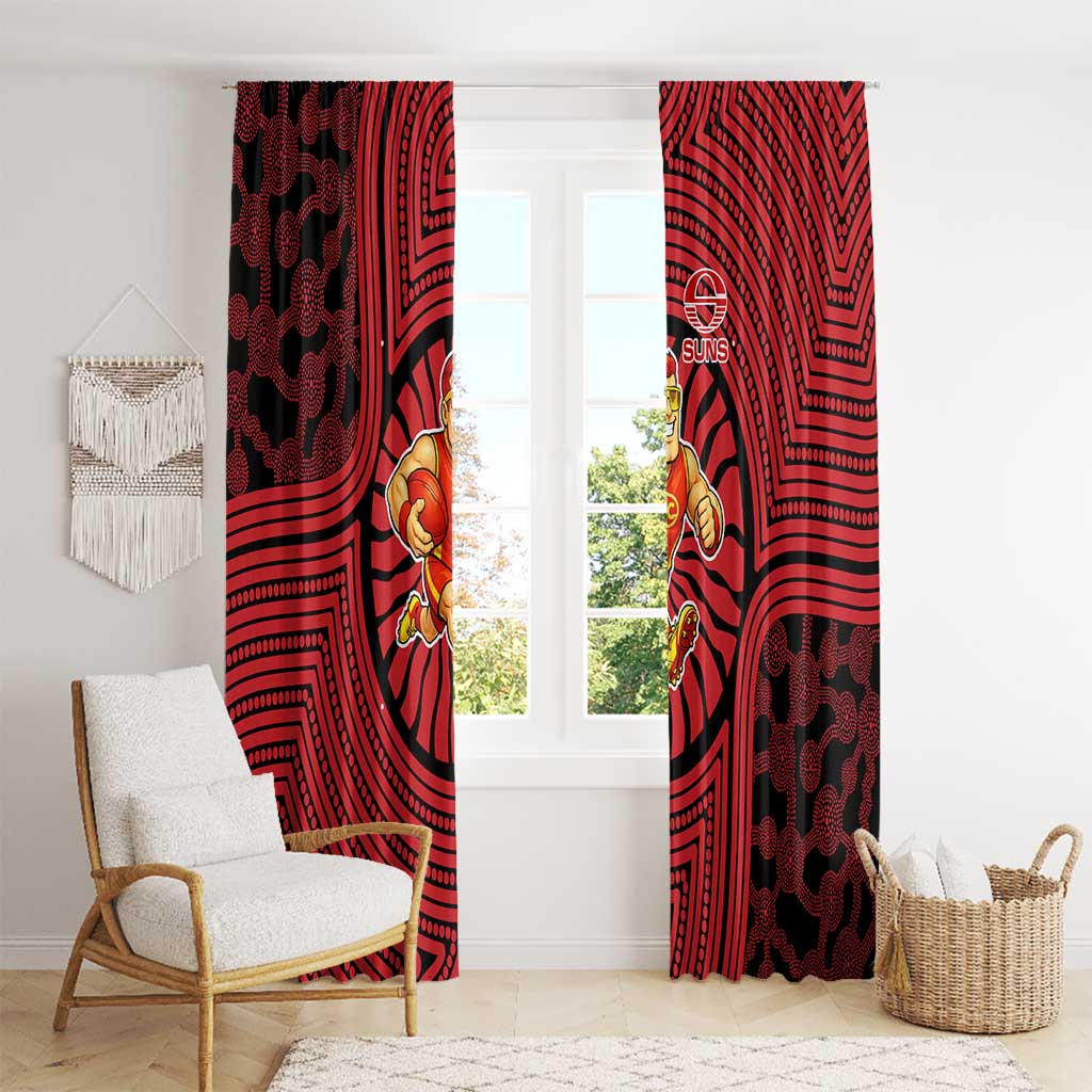 Gold Coast Suns Window Curtain Indigenous Monochrome Dot Art Mascot Style