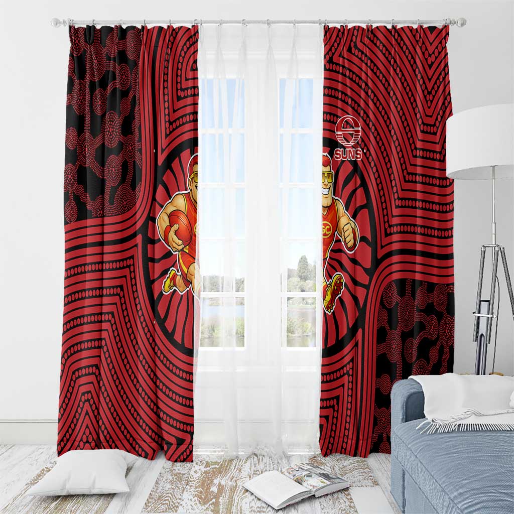 Gold Coast Suns Window Curtain Indigenous Monochrome Dot Art Mascot Style