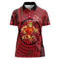 Gold Coast Suns Women Polo Shirt Indigenous Monochrome Dot Art Mascot Style