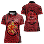 Gold Coast Suns Women Polo Shirt Indigenous Monochrome Dot Art Mascot Style