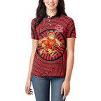 Gold Coast Suns Women Polo Shirt Indigenous Monochrome Dot Art Mascot Style