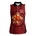 Gold Coast Suns Women Sleeveless Polo Shirt Indigenous Monochrome Dot Art Mascot Style
