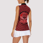 Gold Coast Suns Women Sleeveless Polo Shirt Indigenous Monochrome Dot Art Mascot Style