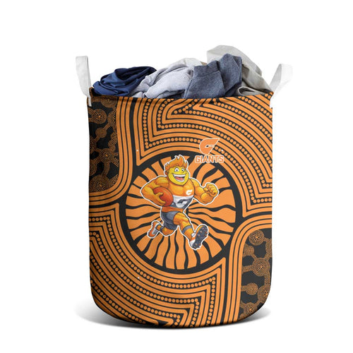 Greater Western Sydney Giants Laundry Basket Indigenous Monochrome Dot Art Mascot Style