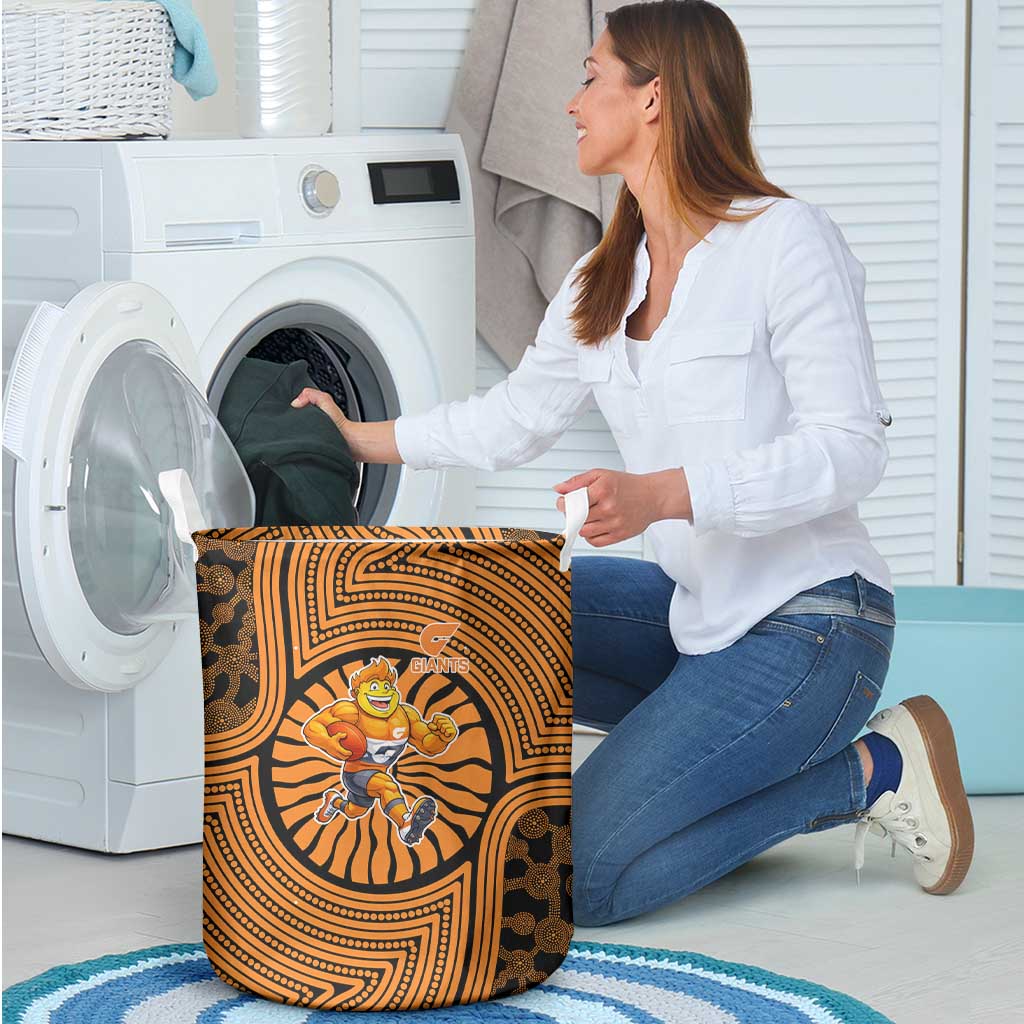 Greater Western Sydney Giants Laundry Basket Indigenous Monochrome Dot Art Mascot Style