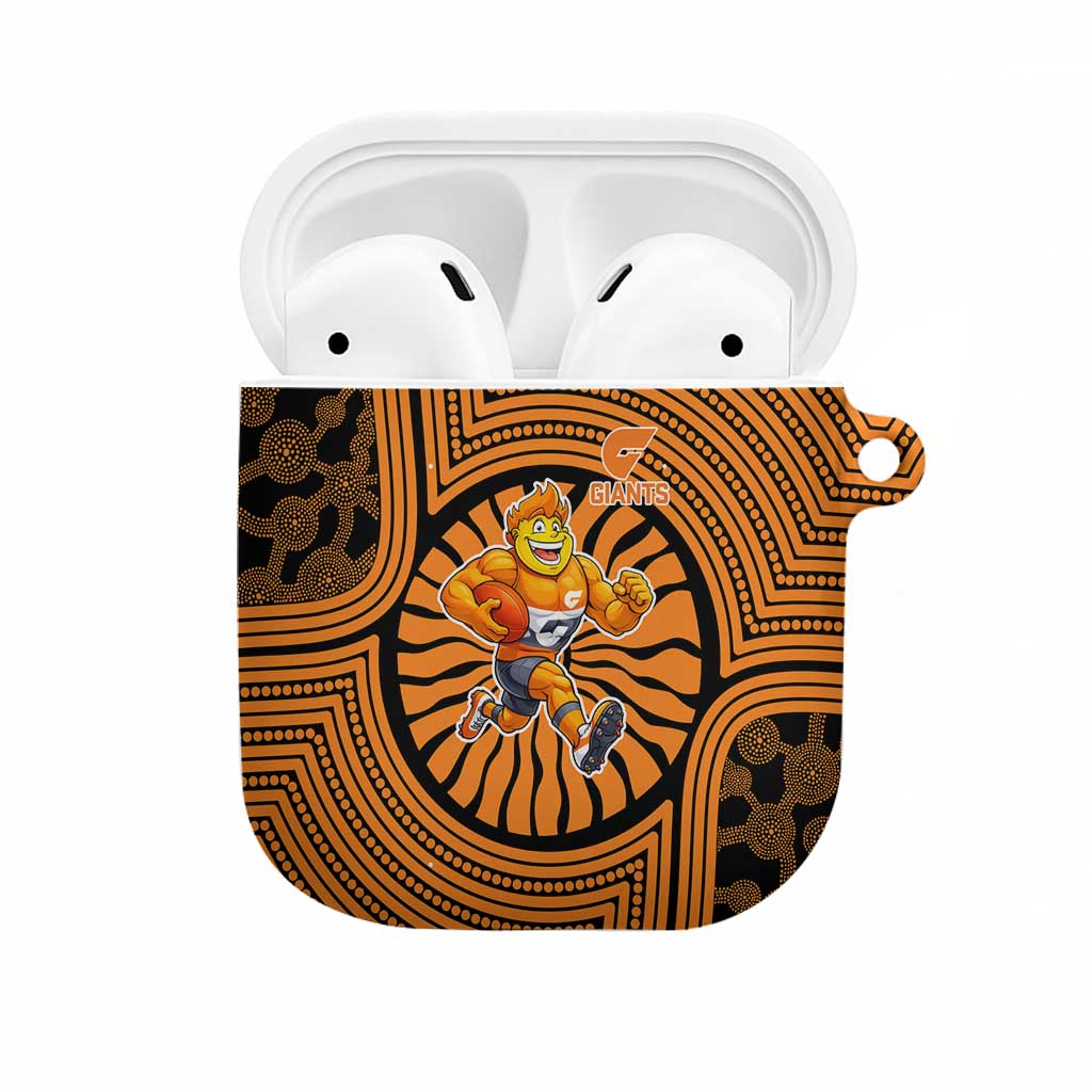 Greater Western Sydney Giants AirPods Case Indigenous Monochrome Dot Art Mascot Style