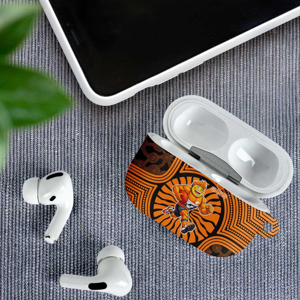 Greater Western Sydney Giants AirPods Case Indigenous Monochrome Dot Art Mascot Style