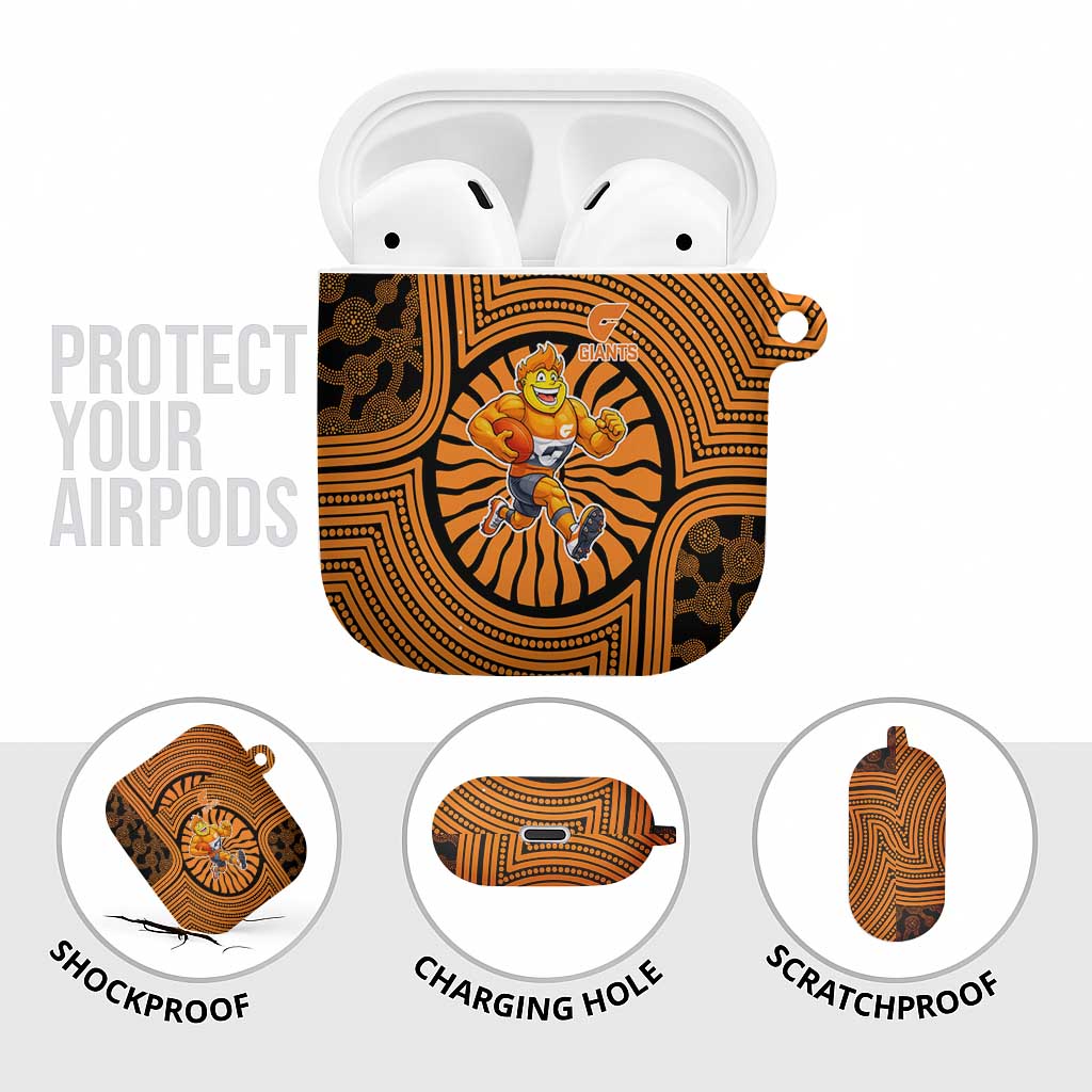 Greater Western Sydney Giants AirPods Case Indigenous Monochrome Dot Art Mascot Style