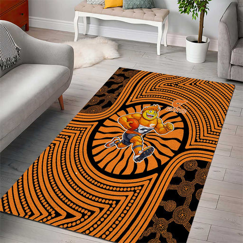 Greater Western Sydney Giants Area Rug Indigenous Monochrome Dot Art Mascot Style