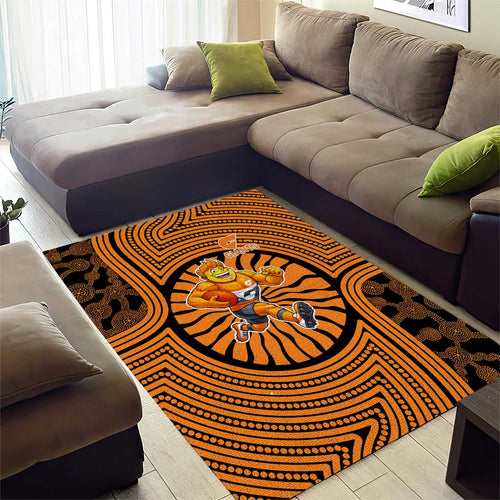 Greater Western Sydney Giants Area Rug Indigenous Monochrome Dot Art Mascot Style