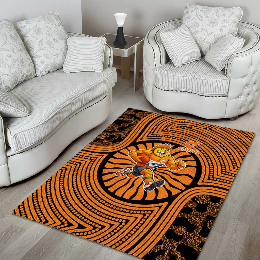 Greater Western Sydney Giants Area Rug Indigenous Monochrome Dot Art Mascot Style