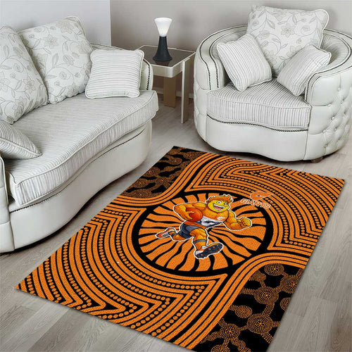 Greater Western Sydney Giants Area Rug Indigenous Monochrome Dot Art Mascot Style