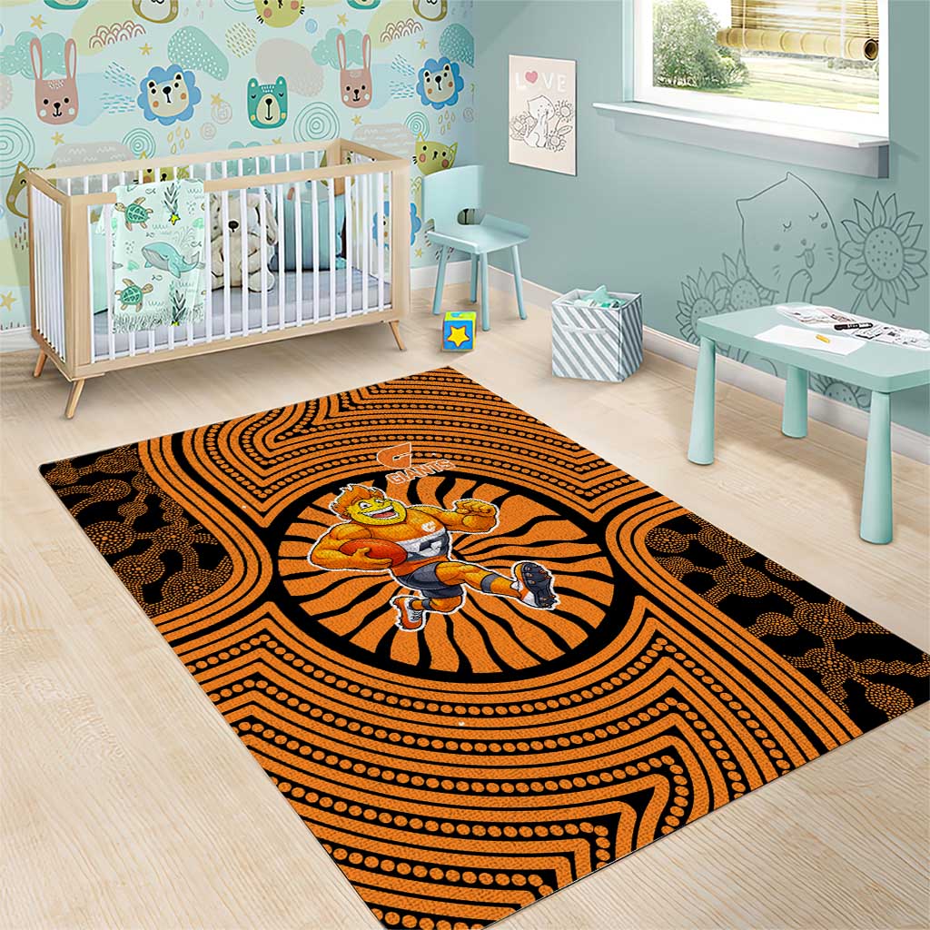 Greater Western Sydney Giants Area Rug Indigenous Monochrome Dot Art Mascot Style