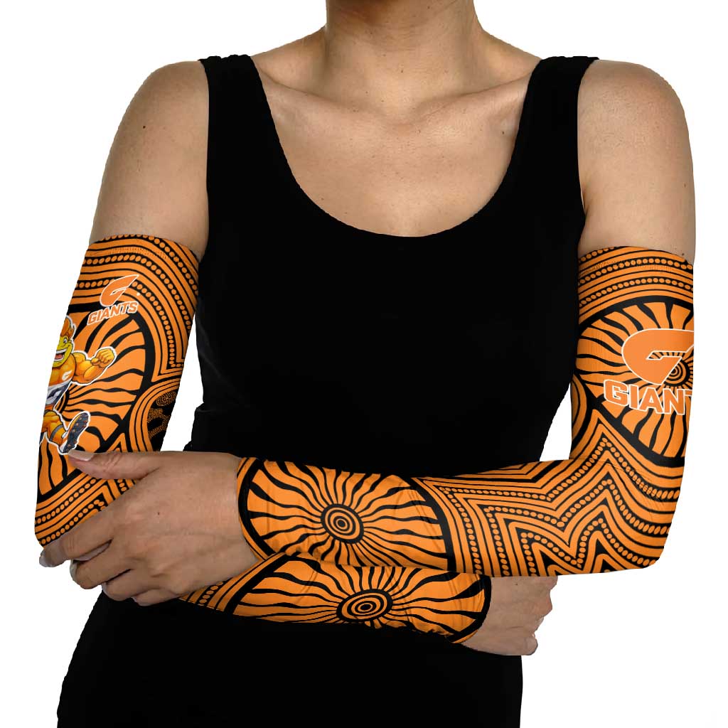 Greater Western Sydney Giants Arm Sleeves Indigenous Monochrome Dot Art Mascot Style