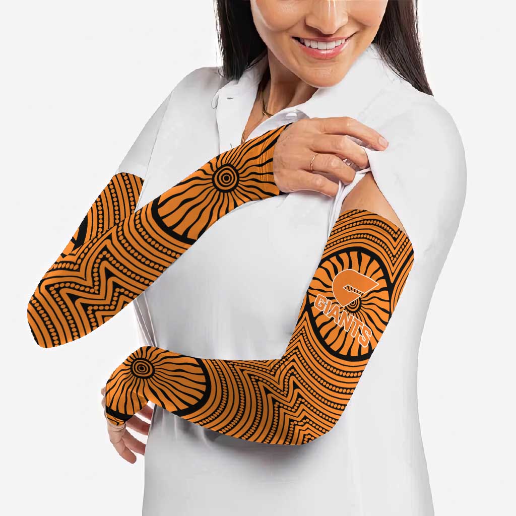 Greater Western Sydney Giants Arm Sleeves Indigenous Monochrome Dot Art Mascot Style