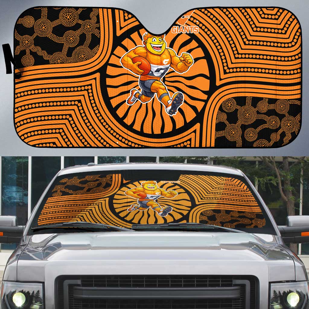 Greater Western Sydney Giants Auto Sun Shade Indigenous Monochrome Dot Art Mascot Style