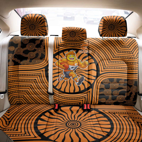 Greater Western Sydney Giants Back Car Seat Cover Indigenous Monochrome Dot Art Mascot Style