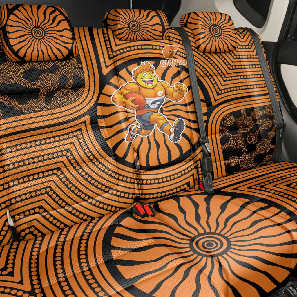 Greater Western Sydney Giants Back Car Seat Cover Indigenous Monochrome Dot Art Mascot Style