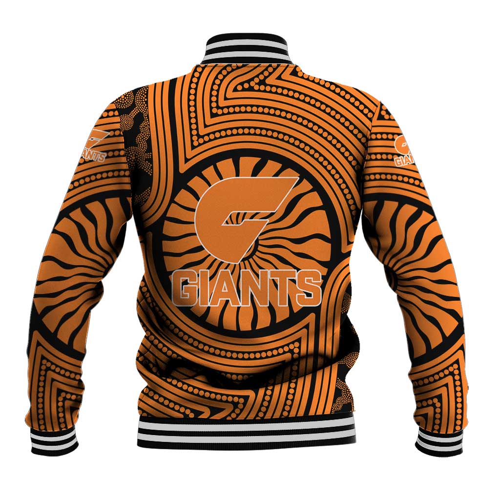 Greater Western Sydney Giants Baseball Jacket Indigenous Monochrome Dot Art Mascot Style